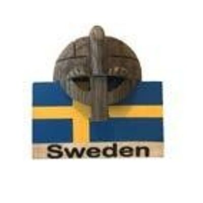 Sweden flag with viking helmet magnet