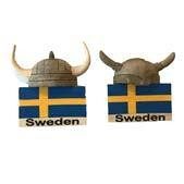 Sverigeflagga med vikingahjälm magnet