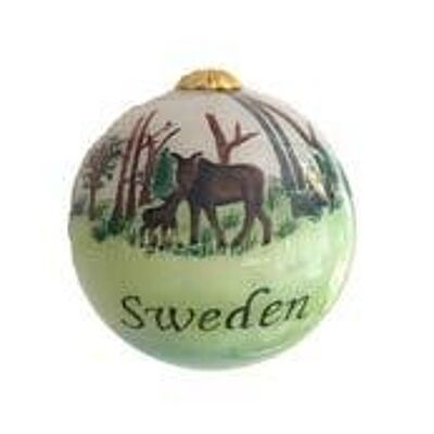 Hand-painted Christmas ball with moose motifs