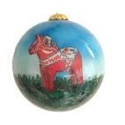 Boule de Noël peinte à la main avec cheval Dala