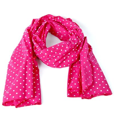 Cotton scarf Dots pink with white dots