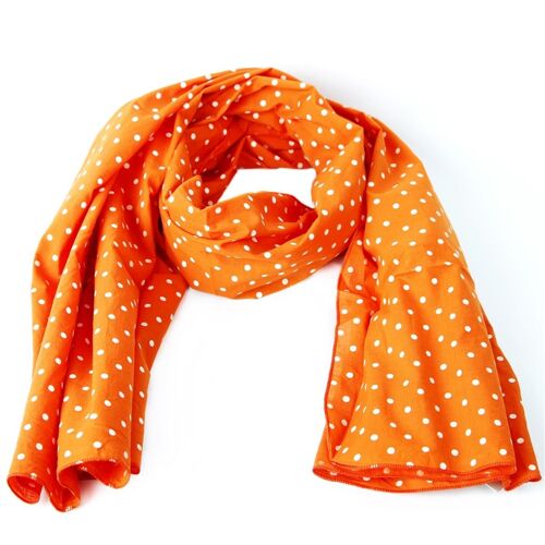 Baumwollschal Dots orange mit weißen Punkten