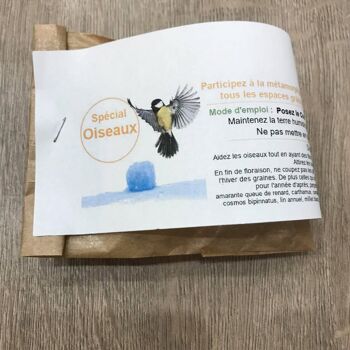 Bombe à graines / Cocon avec mélange de graines Annuelles " Spécial Oiseaux " emballage individuel 4