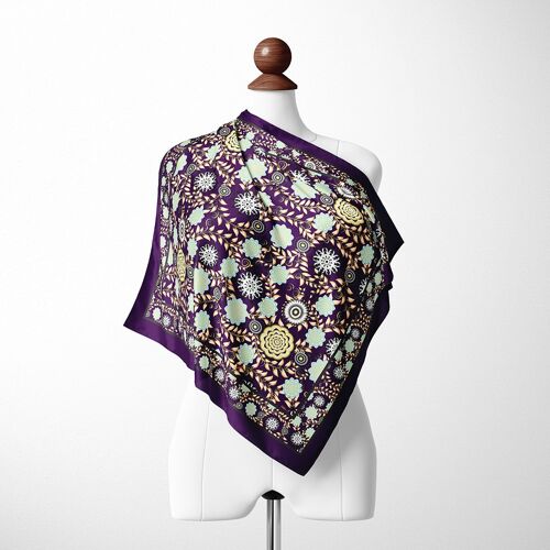 Lotus Floral Silk Scarf