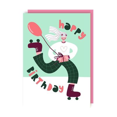 Rollerskating Rollerblading Geburtstagskarte, 6 Stück