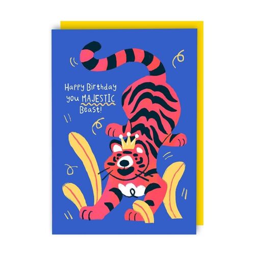 Majestic Beast Tiger Birthday Card pack of 6