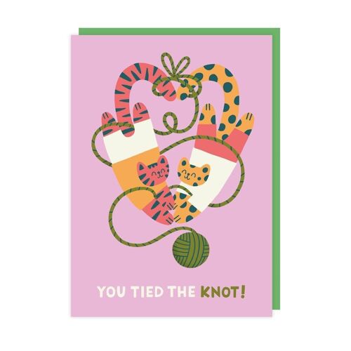 Knot Cat Art Wedding Card pack of 6