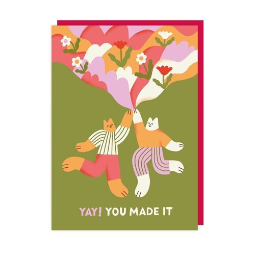 You Made It Cat Congratulations Card pack of 6