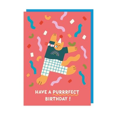 Purrfect Birthday Cat Card pack of 6