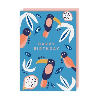 Lot de 6 cartes de vœux d'anniversaire abstraites Toucan