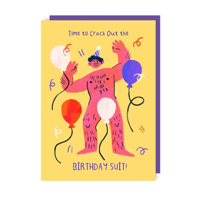 Birthday Suit Male Birthday Card pack of 6