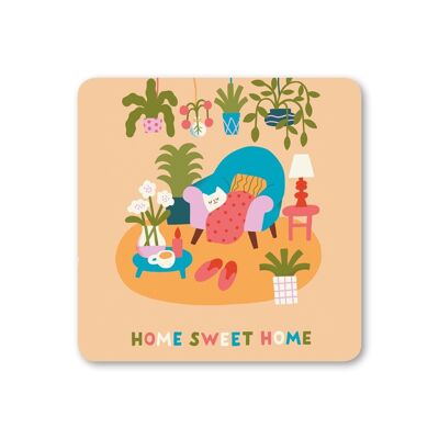 Home Sweet Home Cat Coaster pack of 6