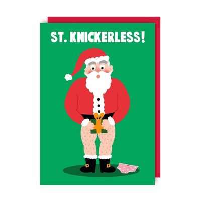 St Knickerless Funny Christmas Card pack of 6