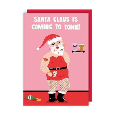 Confezione da 6 cartoline di Natale divertenti Santa Town