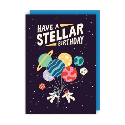 Paquete de 6 tarjetas de felicitación de cumpleaños Stellar Space Cats