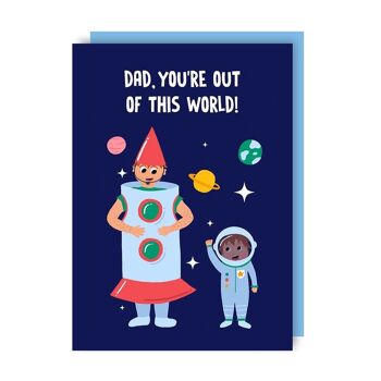 Pack de 6 cartes de vœux pour la fête des pères Space Dad 2