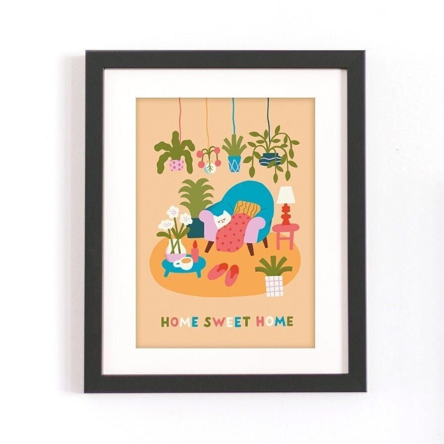 Home Sweet Home Cat Art Print A4 Confezione da 6