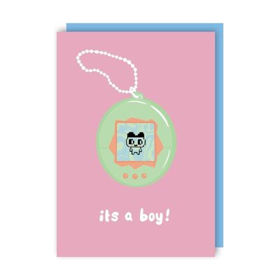 Tamagotchi Boy New Baby Greeting Card Pack of 6