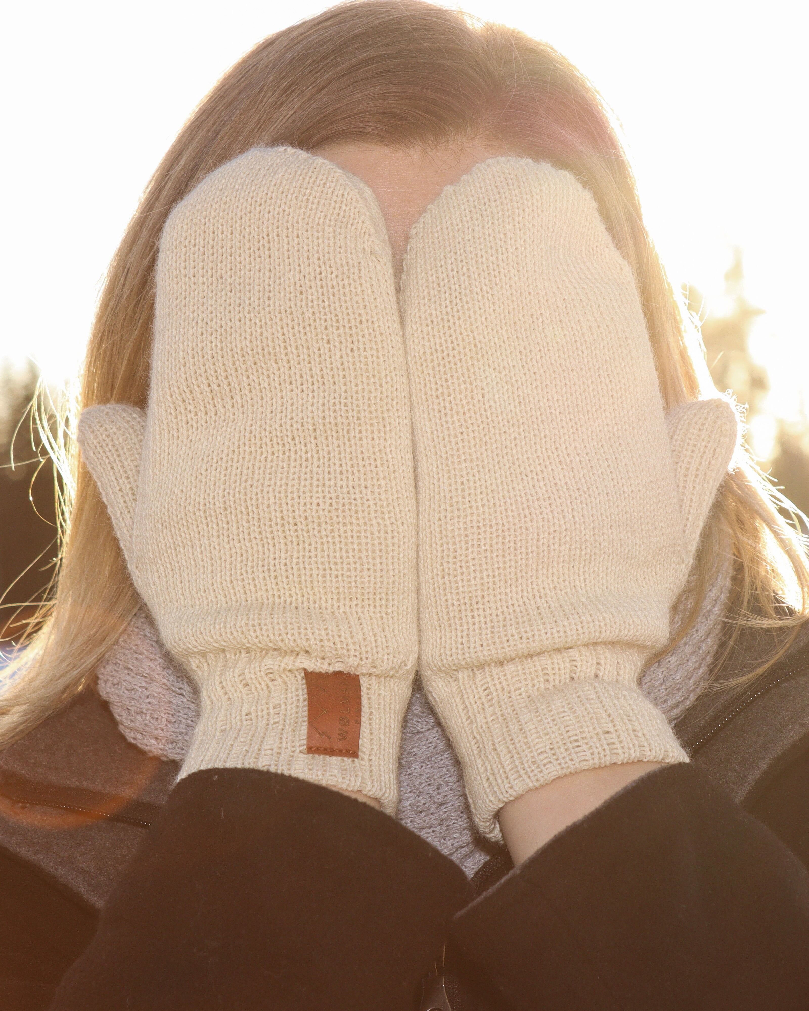 PILVI - Guanti in Morbida Lana Alpaca - S - Bianco