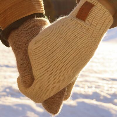 PILVI - Soft Alpaca Wool Mittens - M - White