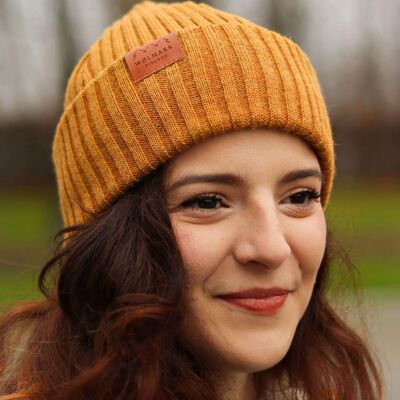 SKUTSI – 100% Alpaca Wool Sailor Beanie - Yellow