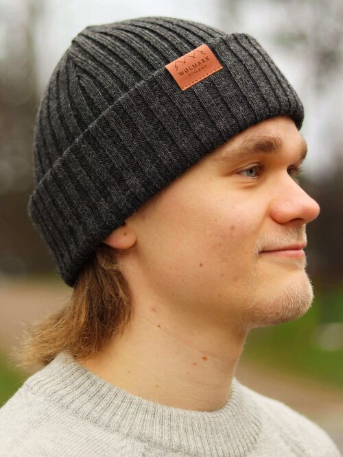 SKUTSI – 100% Alpaca Wool Sailor Beanie - Graphite