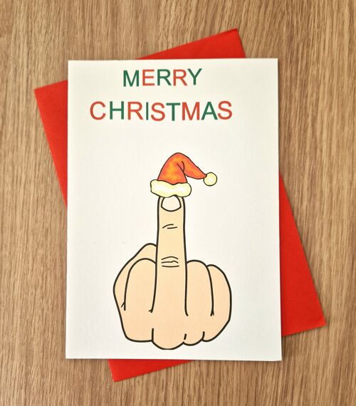 Funny Rude Christmas Card - Middle Finger
