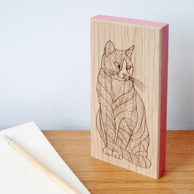 Cat Oak Artwork Block (UT-AB01-BLU)