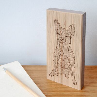 Chihuahua Oak Artwork Block  (UT-AB03-TUR)