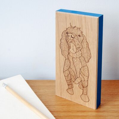 Cocker Spaniel Oak Artwork Block (UT-AB04-BLU)