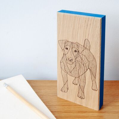 Jack Russel Oak Artwork Block (UT-AB07-PIN)