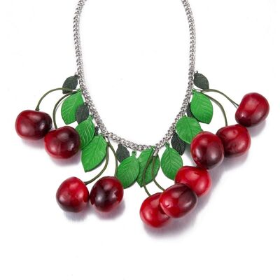 Maya silver cherry necklace