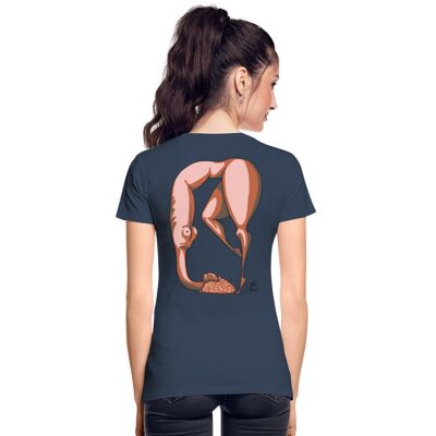 Premium Organic cotton Woman's T-shirt Head Down - navy - XL