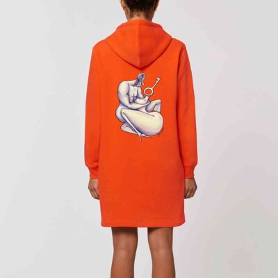 Key and locket hoodie dress - Orange - XS