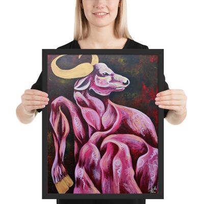 Bull in the eyes of a man Framed high quality print - 16×20