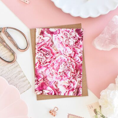 Pink & Cream Carnations Greeting Card