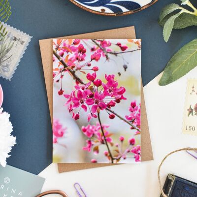 Cartolina d'auguri di fiori rosa