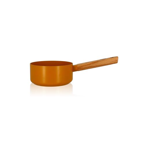 Casserole ector 16cm en aluminium revêtement céramique jaune avec manche en bois