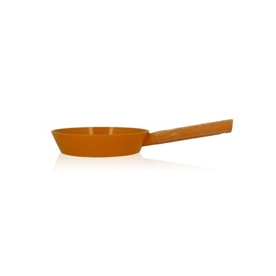 20cm ector frying pan in yellow ceramic coated aluminum with wooden handle