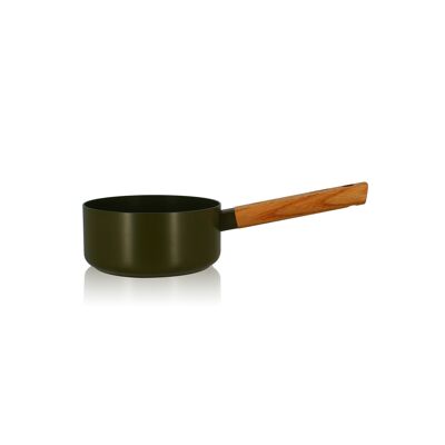 Casserole ector 16cm en aluminium kaki avec manche en bois