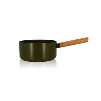 Casserole ector 20cm en aluminium kaki avec manche en bois 1