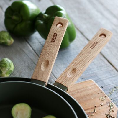 Ector frying pan 20cm in khaki aluminum with wooden handle