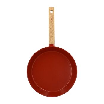 Poêle ector 24cm en aluminium paprika avec manche en bois 3