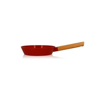 Ector frying pan 28cm in paprika aluminum with wooden handle