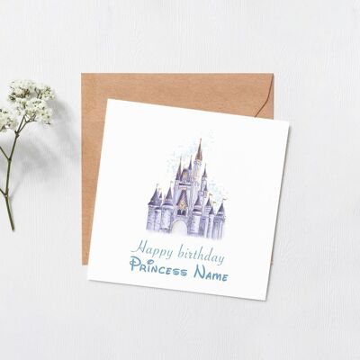 Carta del castello Disney - Carta di buon compleanno - Disney ispirata - Principessa - Carta di compleanno per figlie - Carta per lei - Carta personalizzata