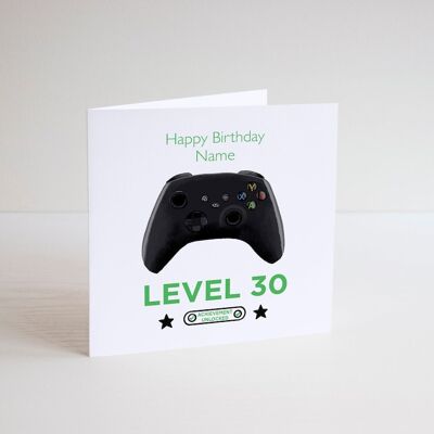 Funny Gamers 30. Geburtstagskarte – Grußkarte – Happy Birthday – 30. Geburtstagskarte – innen blanko – lustiger 30. Geburtstag – Level 30 Karte