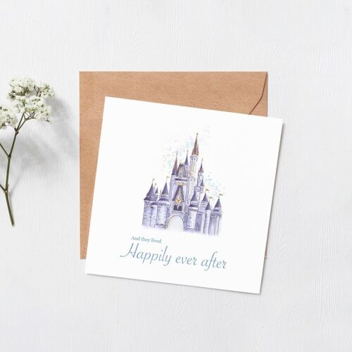 Disney castle card - Greeting card - Happy anniversary - Disney inspired - love - anniversary card - engagement card - blank inside card