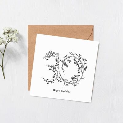 30. Geburtstagskarte – alles Gute zum Geburtstag – große 30 – Blumenkarten – Geschenke für sie – lustige Karten – Grußkarten – Karte für die beste Freundin – innen blanko