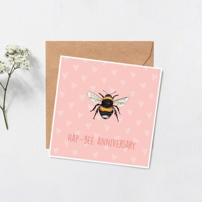 Hap-Bee Jubiläumskarte – Grußkarte – Alles Gute zum Jubiläum – lustige Karten – Liebe dich – Jubiläumskarte – Ehemann – Biene – leere Innenkarte