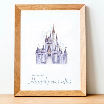 Disney castle Print - Wedding gift - Happy anniversary - Walt Disney - love - anniversary gift - engagement gift - New couple gift - Disney - a5